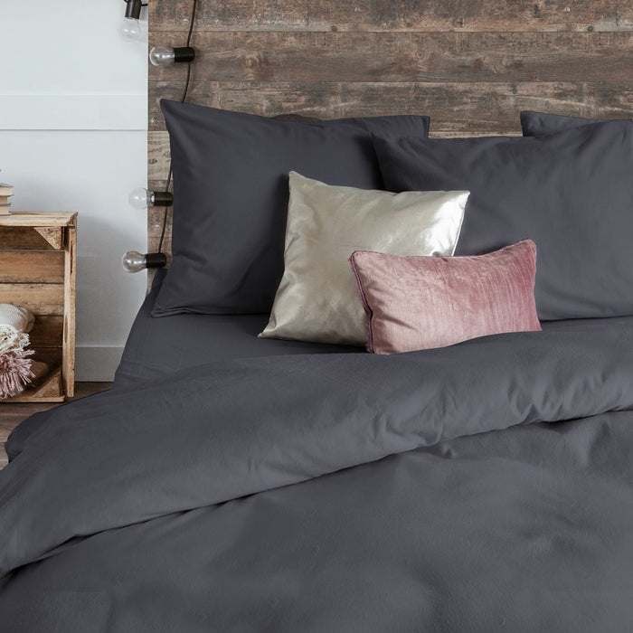 Eleganzzz Dekbedovertrek Flanel Uni antraciet