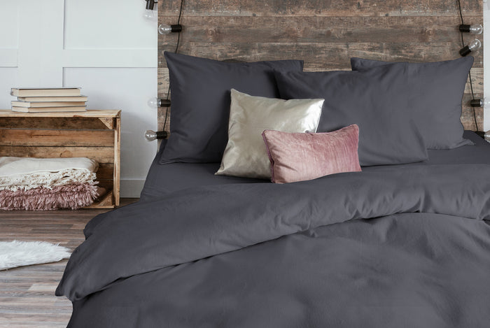 Eleganzzz Dekbedovertrek Flanel Uni antraciet