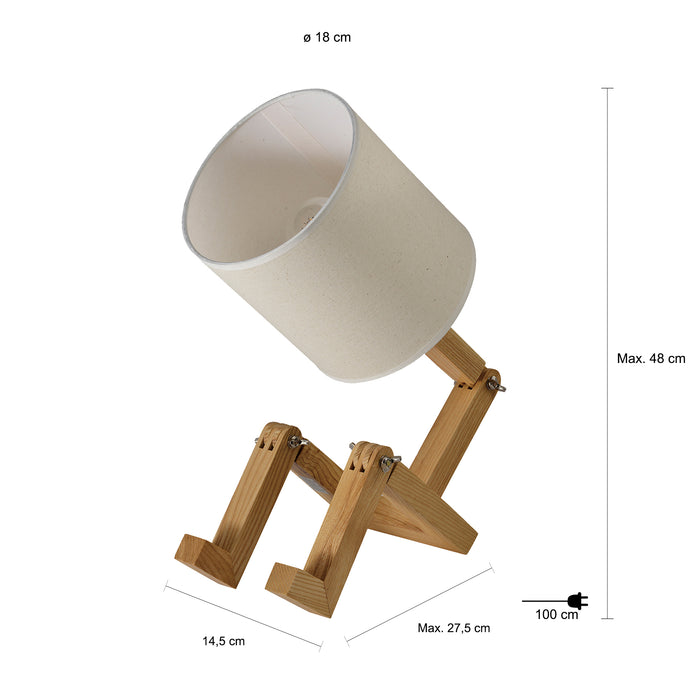 QUVIO Tafellamp hout en stof mannetje - QUV5117L - White