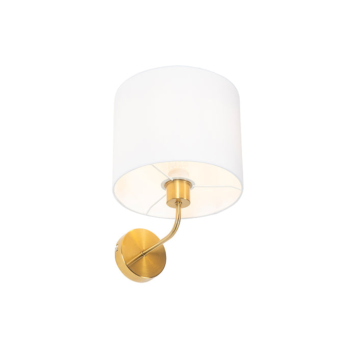 QAZQA Klassieke wandlamp goud stoffen kap wit - Cas