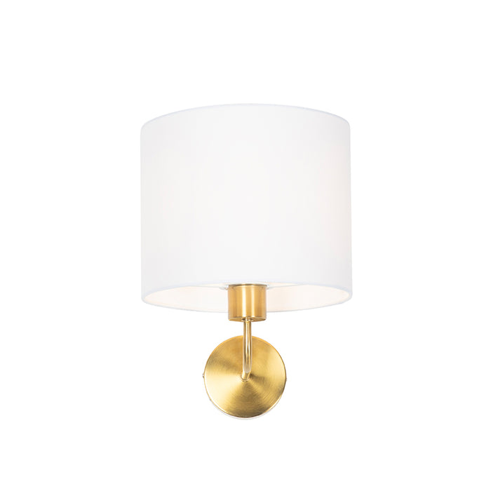 QAZQA Klassieke wandlamp goud stoffen kap wit - Cas