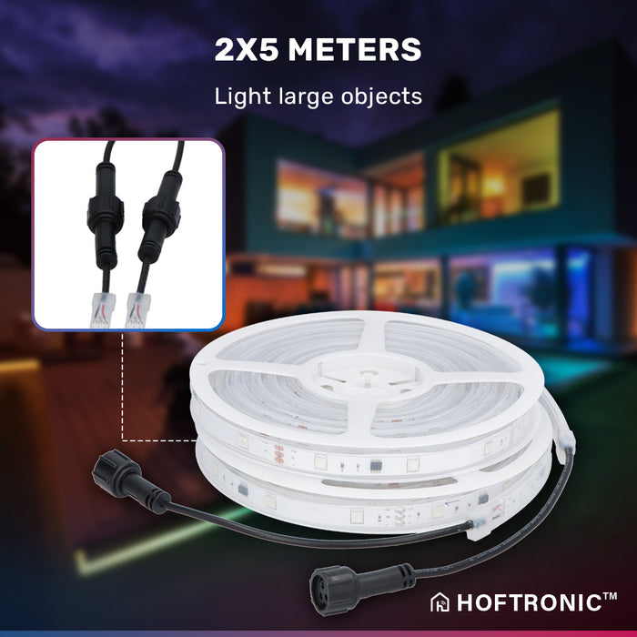 Smart LED Strip 10m (2x5 m) - IP67 waterdicht voor buiten - 12V - RGB