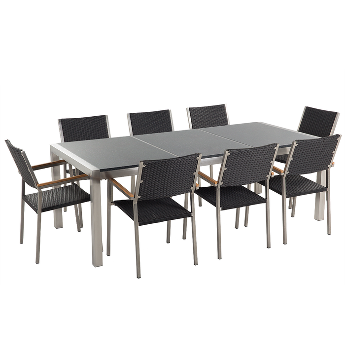 Beliani - GROSSETO - Tuinset voor 8 - Grijs|Rotan - Graniet