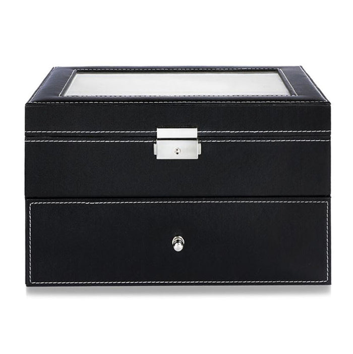 Aretica Horlogebox luxe met 20 horloge compartimenten zwart