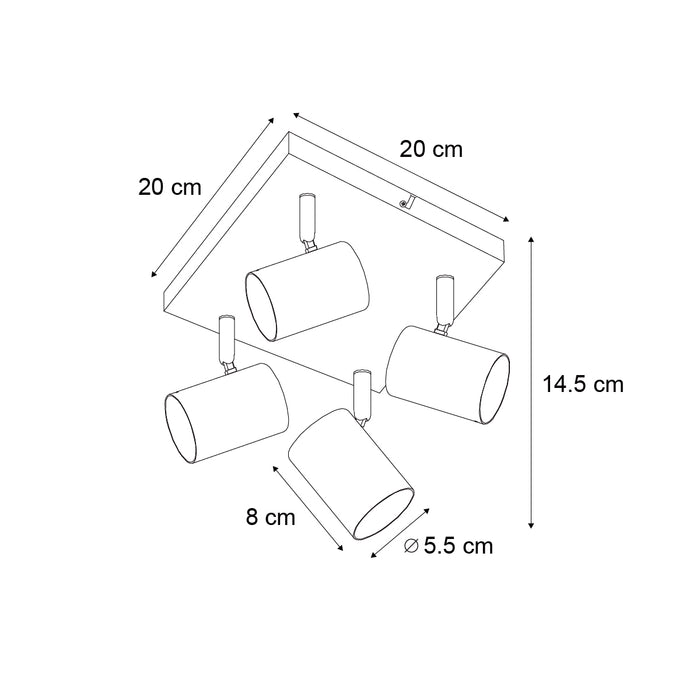 QAZQA Moderne plafondlamp wit 4-lichts verstelbaar vierkant - Jeana
