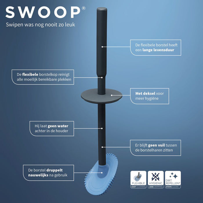 Tiger Tess ToiletborstelHouder met Swoop® borstel flexibel - Zwart / - Antraciet