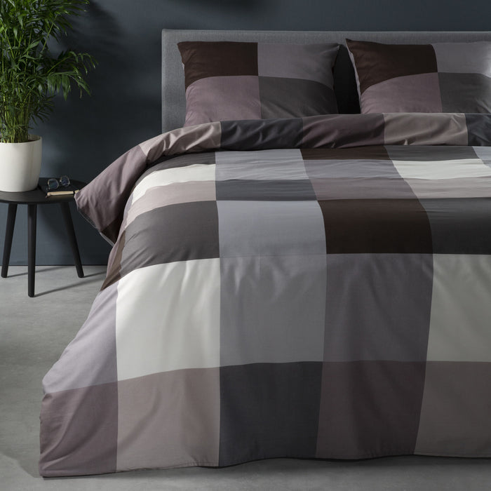 Ten Cate Katoenen Dekbedovertrek - 200x200|220 - Block Antraciet