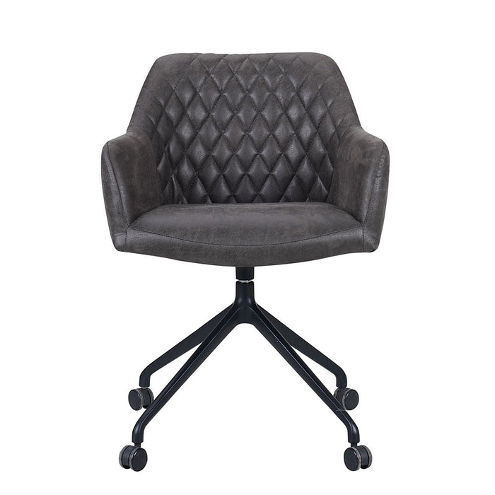 Bronx71 Eetkamerstoel met wieltjes Levi antraciet eco-leer -