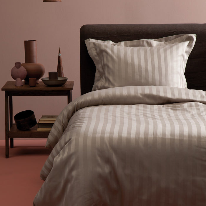 Damai Dekbedovertrek Katoen Satijn Streep Linea - cement
