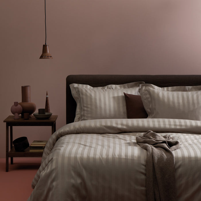 Damai Dekbedovertrek Katoen Satijn Streep Linea - cement