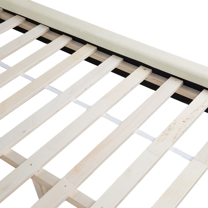 Beliani-TALENCE -Tweepersoonsbed-Lichtbeige-180 x 200 cm-Chenille