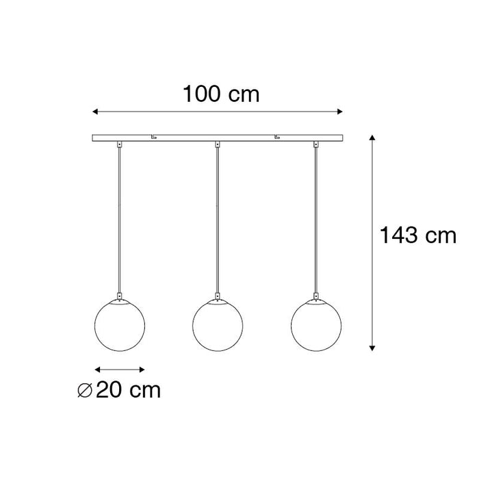 QAZQA Art deco hanglamp messing met roze glas 3-lichts - Pallon