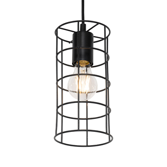 QAZQA Hanglamp esva - Zwart - Industrieel - L 100cm