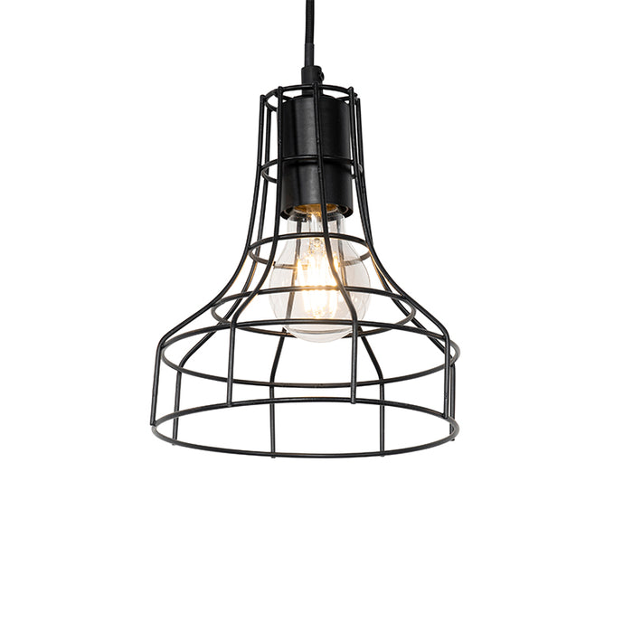 QAZQA Hanglamp esva - Zwart - Industrieel - L 100cm