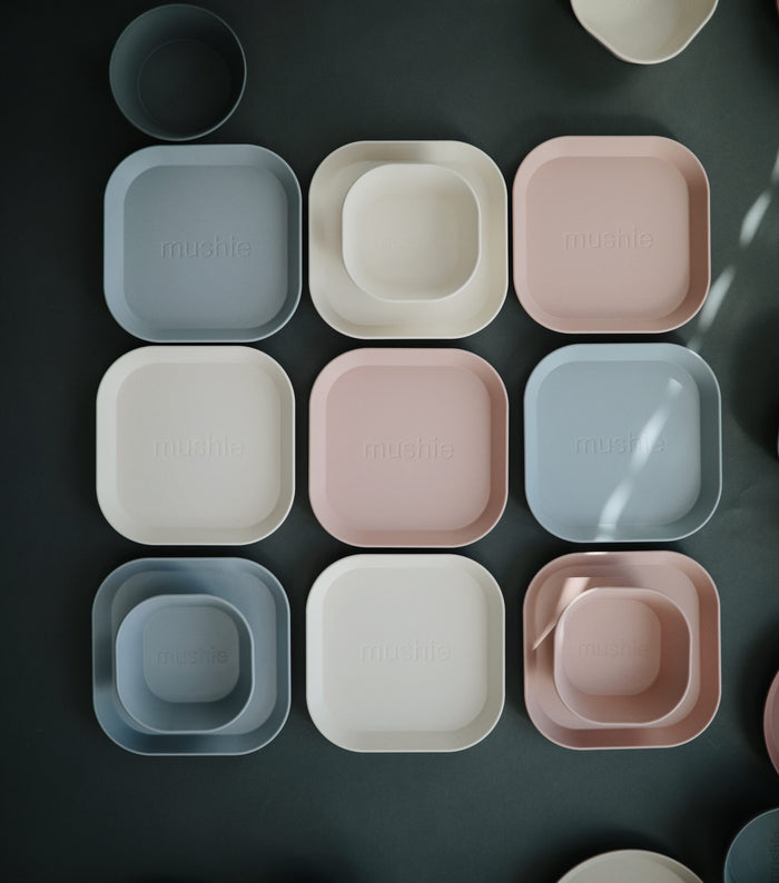 Mushie bordje blush set van 2 (19 centimeter x 19 centimeter x 2,5