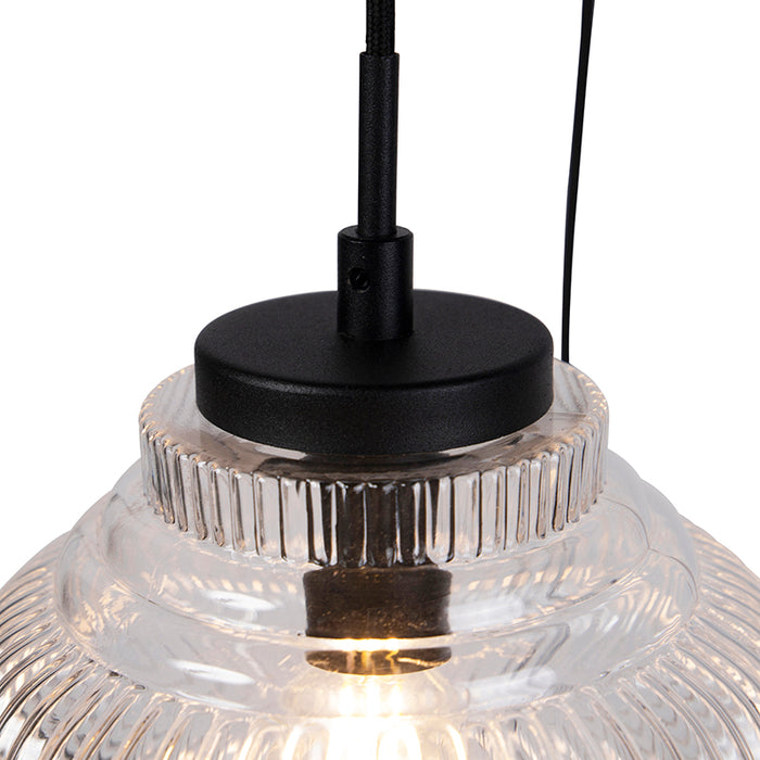 QAZQA Hanglamp Orta - Zwart - Art Deco - D 430mm