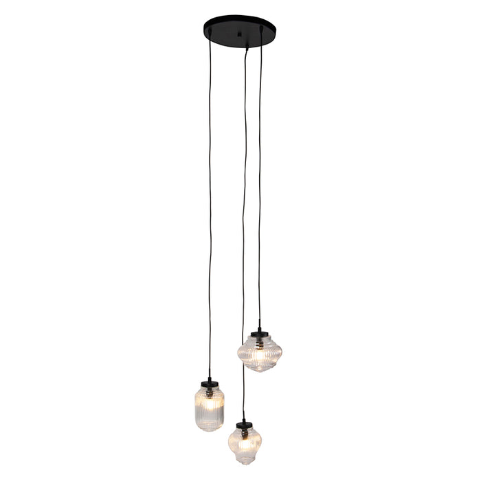 QAZQA Hanglamp Orta - Zwart - Art Deco - D 430mm
