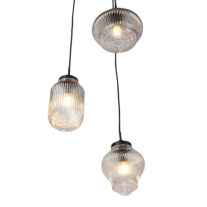 QAZQA Hanglamp Orta - Zwart - Art Deco - D 430mm