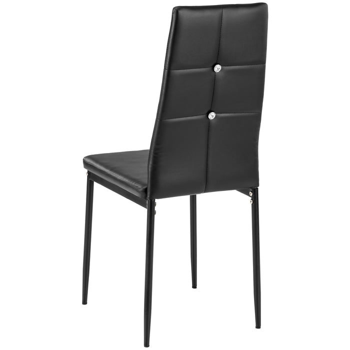tectake® Eetkamerstoelen, kunstleer met strass steentjes - Set van 6