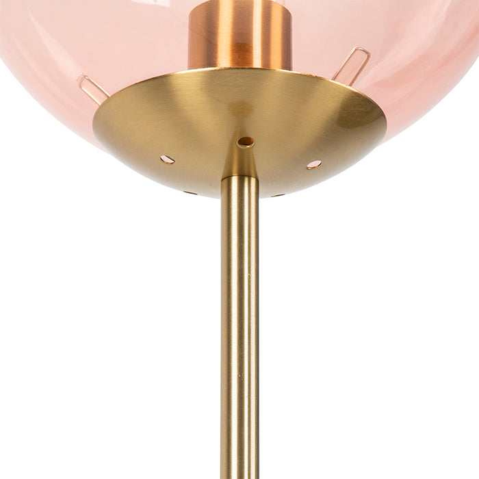 QAZQA Art deco vloerlamp messing met roze glas - Pallon