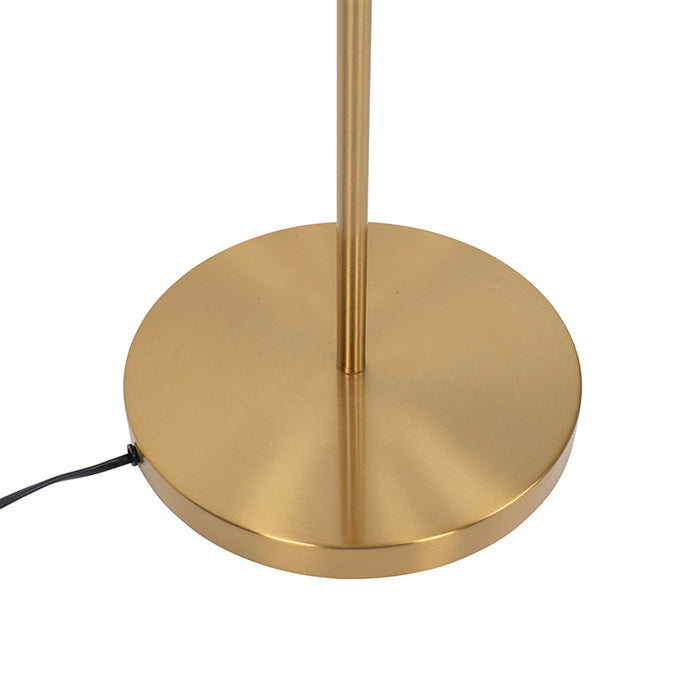 QAZQA Art deco vloerlamp messing met roze glas - Pallon