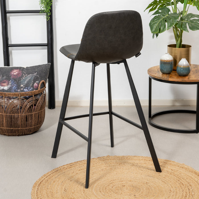 Bronx71 Industriële barkruk Logan antraciet eco-leer 70 cm