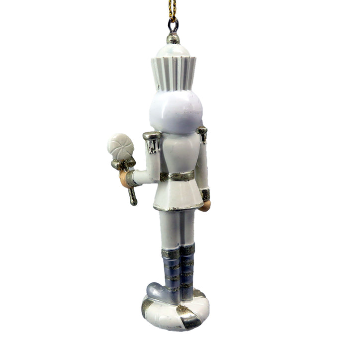 Clayre & Eef Kersthanger Notenkraker 3x3x10 cm Wit Kunststof Kerstbal