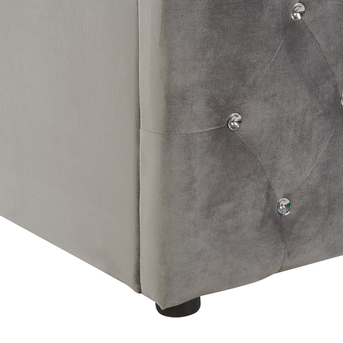 Beliani-AMIENS -Bed met opbergruimte-Grijs-180 x 200 cm-Fluweel