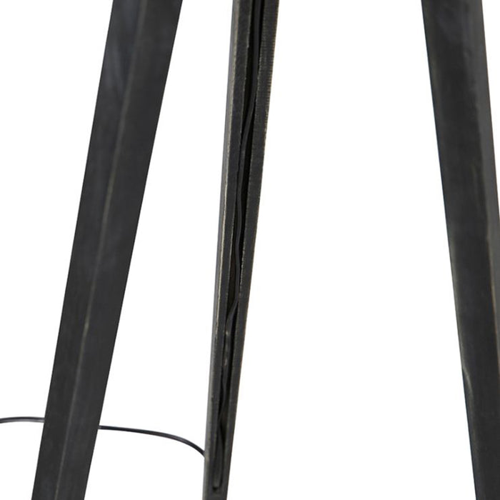 QAZQA Vloerlamp tripod zwart met kap goud 50 cm - Tripod Classic