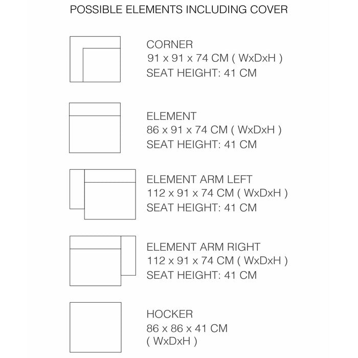 Zuiver James Rib Bank Element - Koel Grijs