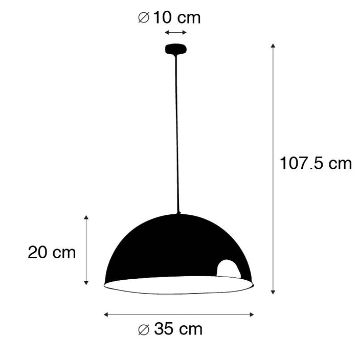 QAZQA Industriële hanglamp zwart met goud 35 cm - Magna Eco