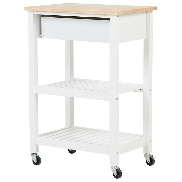 Beliani - HIUMA - Keukentrolley - Wit - Rubberhout