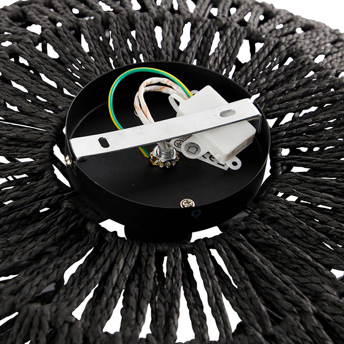 QAZQA Retro plafondlamp zwart touw 50cm - Lina