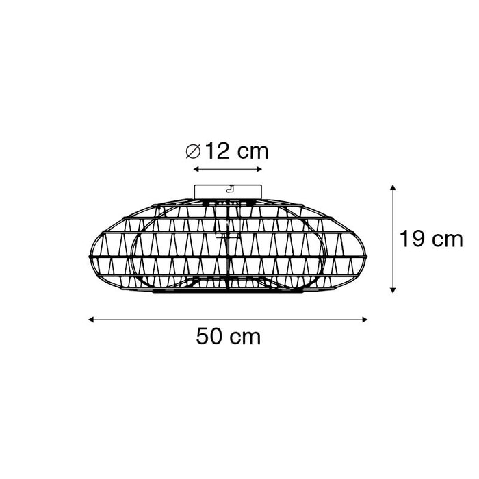 QAZQA Retro plafondlamp zwart touw 50cm - Lina