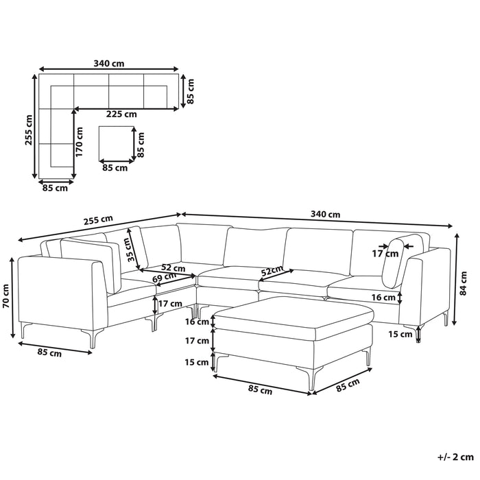 Beliani-EVJA-Hoekbank met hoicker 6 zits-Groen-Rechts-300 cm-Fluweel