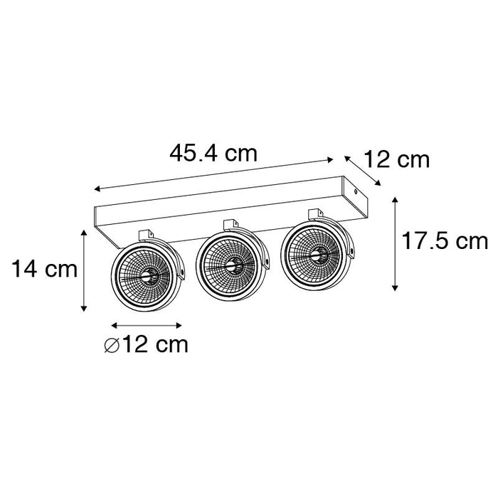 QAZQA Design spot zwart verstelbaar 3-lichts - Go