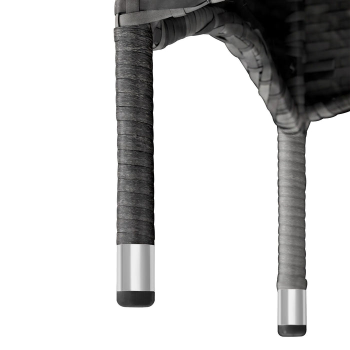 tectake® 2 Wicker tuinstoelen met 4 kussenhoezen - Grijs|lichtgrijs