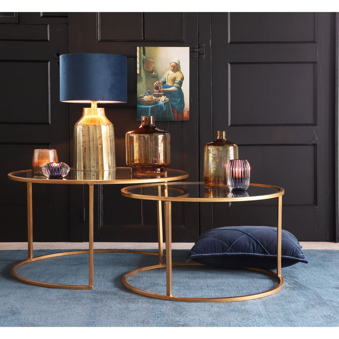 Light & Living Salontafel Duarte - Glas|Antiek Goud - Ø75+Ø65cm