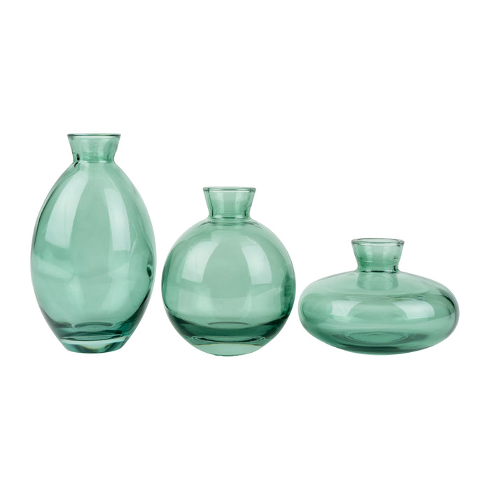 QUVIO Vazen set van 3 - Glas - Groen
