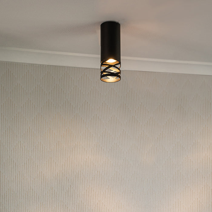 QAZQA Plafondlamp arre - Zwart - Design - D 80mm