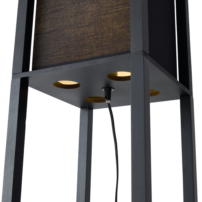 QAZQA Moderne vloerlamp zwart met stoffen kap - Stojan