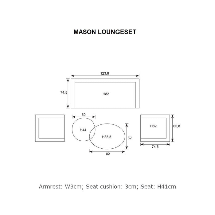 Mason loungeset vijfdelig grijs - mosgroen