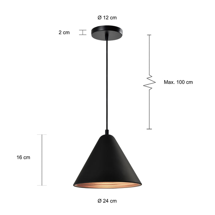 QUVIO Hanglamp rond zwart - QUV5160L-BLACK