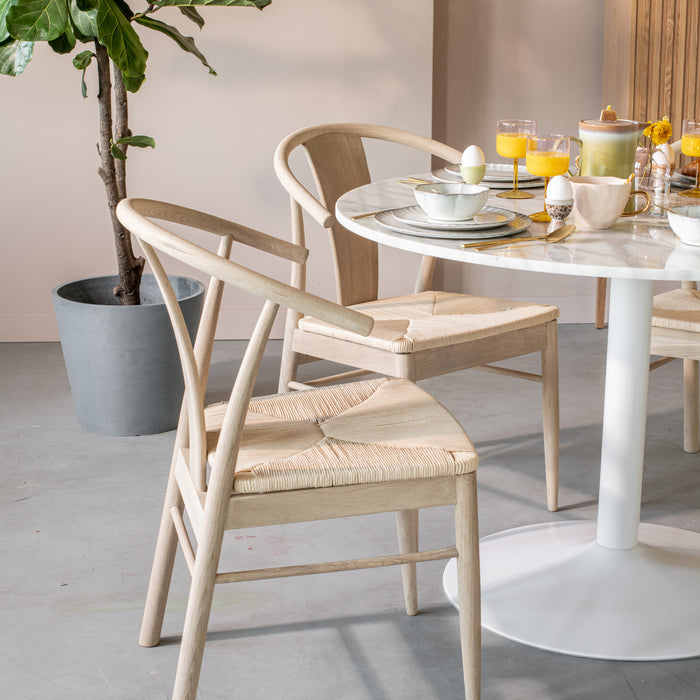 by fonQ Marble Eettafel Marmer - Ø 110 cm - Wit