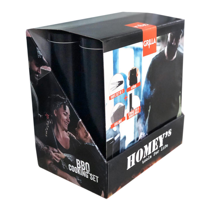 Homey's Grilla Barbecue Messenset + Grillmat + Schort