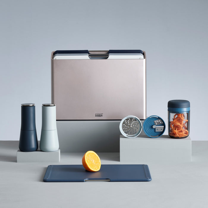 Joseph Joseph Folio Snijplankset - Set van 4 - Zilver / Blauwtinten