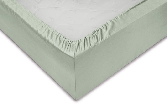 Zo home Satinado Hoeslaken Katoen Satijn 35 Hoekhoogte foam green