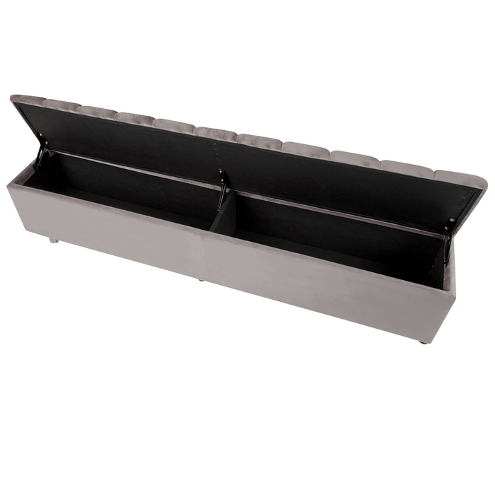 Beliani - NOYERS - Tweepersoonsbed - Grijs - 180 x 200 cm - Fluweel