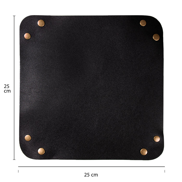 QUVIO Organizer vierkant leer met drukknoppen - Zwart