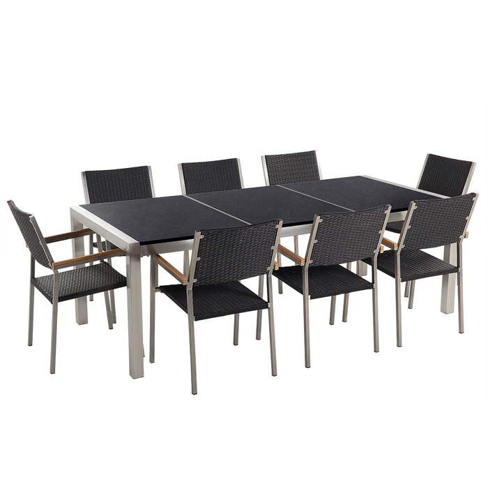 Beliani - GROSSETO - Tuinset voor 8 - Driedelig - Zwart - Graniet